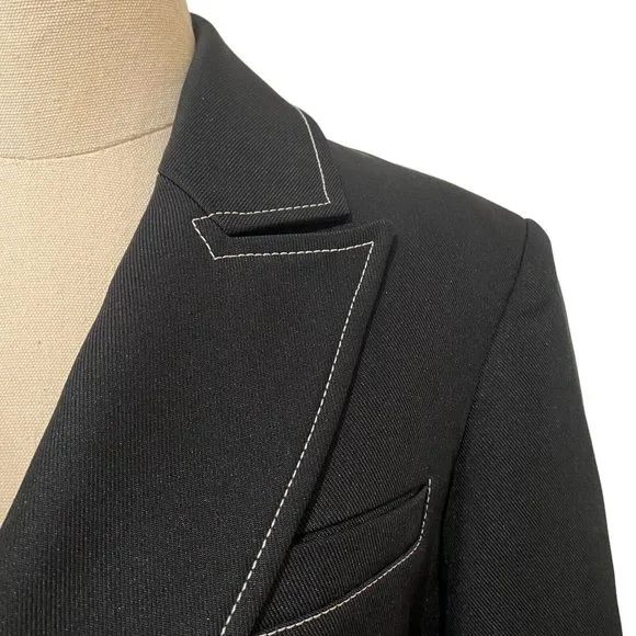 Camilla And Marc Size 12 Black Faith Topstitch Twill Blazer Jacket Belt RRP$550 - Picture 4 of 11